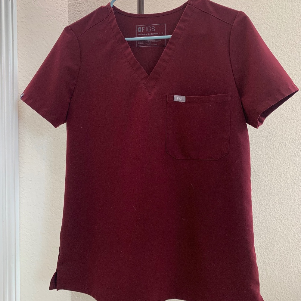 FIGS Scrubs : Women TOP Catarina Burgundy Size S
